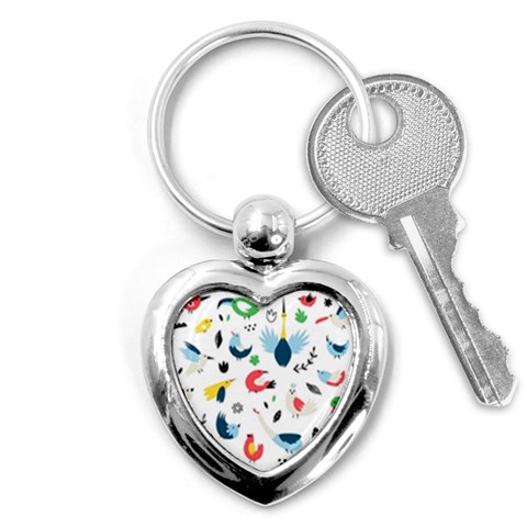 Vector Set Isolates With Cute Birds Scandinavian Style Key Chain (Heart) from ArtsNow.com Front
