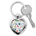 Vector Set Isolates With Cute Birds Scandinavian Style Key Chain (Heart)