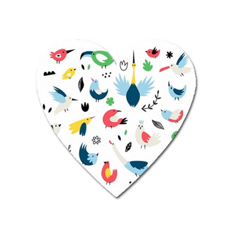 Vector Set Isolates With Cute Birds Scandinavian Style Heart Magnet from ArtsNow.com Front