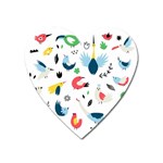 Vector Set Isolates With Cute Birds Scandinavian Style Heart Magnet
