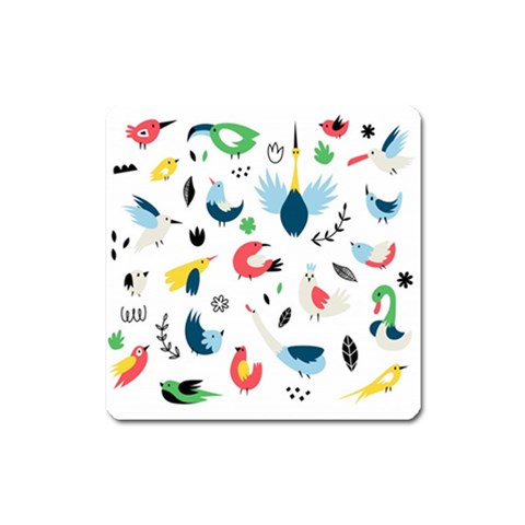 Vector Set Isolates With Cute Birds Scandinavian Style Square Magnet from ArtsNow.com Front