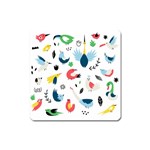 Vector Set Isolates With Cute Birds Scandinavian Style Square Magnet