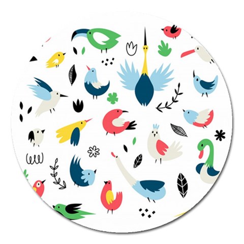 Vector Set Isolates With Cute Birds Scandinavian Style Magnet 5  (Round) from ArtsNow.com Front