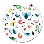Vector Set Isolates With Cute Birds Scandinavian Style Magnet 5  (Round)