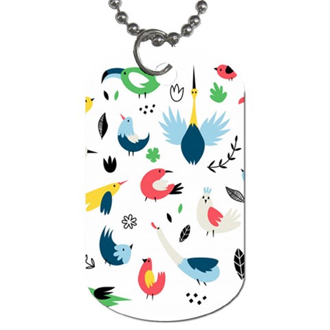 Vector Set Isolates With Cute Birds Scandinavian Style Dog Tag (One Side) from ArtsNow.com Front
