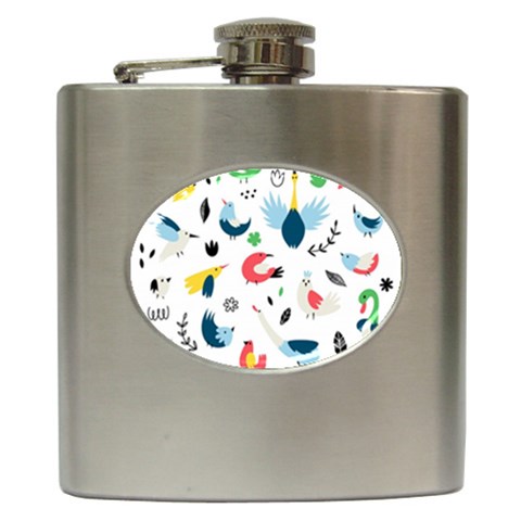 Vector Set Isolates With Cute Birds Scandinavian Style Hip Flask (6 oz) from ArtsNow.com Front