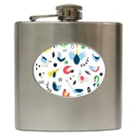 Vector Set Isolates With Cute Birds Scandinavian Style Hip Flask (6 oz)