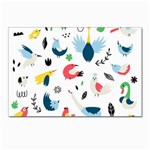 Vector Set Isolates With Cute Birds Scandinavian Style Postcard 4 x 6  (Pkg of 10)