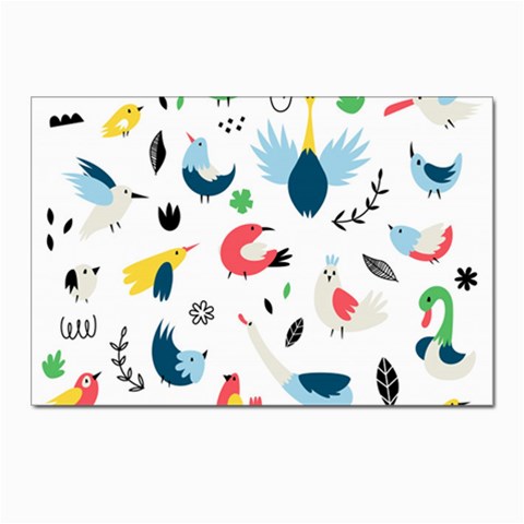 Vector Set Isolates With Cute Birds Scandinavian Style Postcards 5  x 7  (Pkg of 10) from ArtsNow.com Front