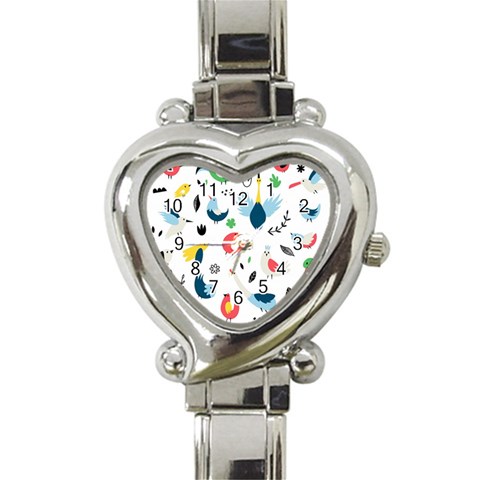 Vector Set Isolates With Cute Birds Scandinavian Style Heart Italian Charm Watch from ArtsNow.com Front