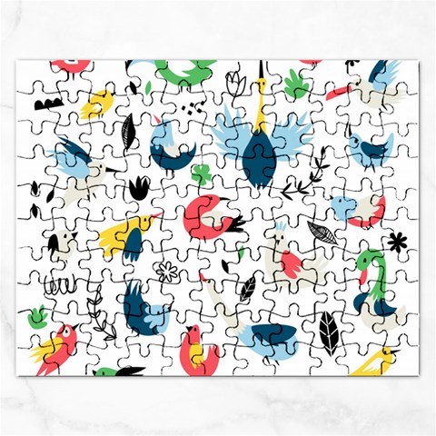 Vector Set Isolates With Cute Birds Scandinavian Style Rectangular Jigsaw Puzzl from ArtsNow.com Front