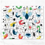 Vector Set Isolates With Cute Birds Scandinavian Style Rectangular Jigsaw Puzzl