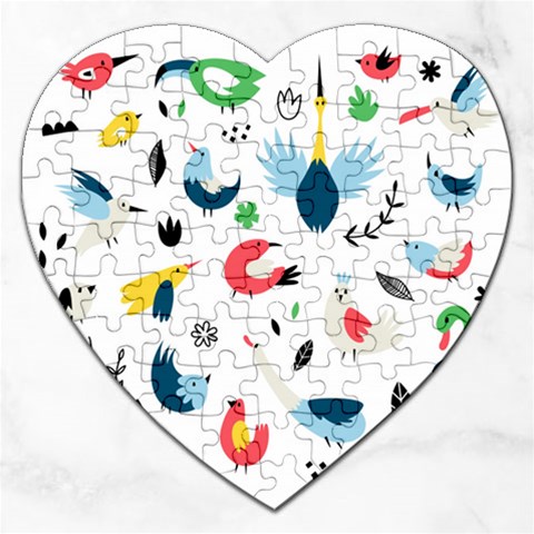 Vector Set Isolates With Cute Birds Scandinavian Style Jigsaw Puzzle (Heart) from ArtsNow.com Front