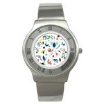 Vector Set Isolates With Cute Birds Scandinavian Style Stainless Steel Watch