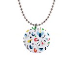 Vector Set Isolates With Cute Birds Scandinavian Style 1  Button Necklace
