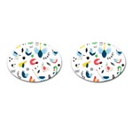 Vector Set Isolates With Cute Birds Scandinavian Style Cufflinks (Oval)