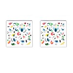 Vector Set Isolates With Cute Birds Scandinavian Style Cufflinks (Square)