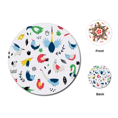 Vector Set Isolates With Cute Birds Scandinavian Style Playing Cards Single Design (Round) from ArtsNow.com Front