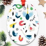 Vector Set Isolates With Cute Birds Scandinavian Style Oval Ornament (Two Sides)