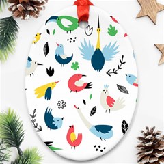Vector Set Isolates With Cute Birds Scandinavian Style Oval Ornament (Two Sides) from ArtsNow.com Back