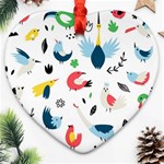 Vector Set Isolates With Cute Birds Scandinavian Style Heart Ornament (Two Sides)
