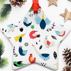 Vector Set Isolates With Cute Birds Scandinavian Style Star Ornament (Two Sides) from ArtsNow.com Front