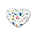 Vector Set Isolates With Cute Birds Scandinavian Style Rubber Heart Coaster (4 pack)
