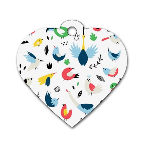 Vector Set Isolates With Cute Birds Scandinavian Style Dog Tag Heart (One Side) from ArtsNow.com Front