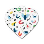 Vector Set Isolates With Cute Birds Scandinavian Style Dog Tag Heart (Two Sides)