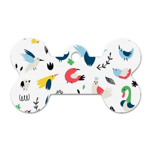 Vector Set Isolates With Cute Birds Scandinavian Style Dog Tag Bone (One Side) from ArtsNow.com Front
