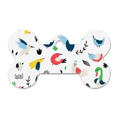 Vector Set Isolates With Cute Birds Scandinavian Style Dog Tag Bone (Two Sides) from ArtsNow.com Back