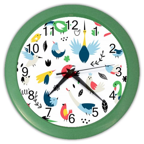Vector Set Isolates With Cute Birds Scandinavian Style Color Wall Clock from ArtsNow.com Front