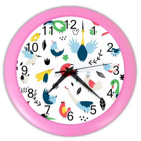 Vector Set Isolates With Cute Birds Scandinavian Style Color Wall Clock from ArtsNow.com Front