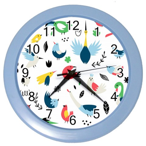Vector Set Isolates With Cute Birds Scandinavian Style Color Wall Clock from ArtsNow.com Front