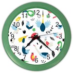 Vector Set Isolates With Cute Birds Scandinavian Style Color Wall Clock