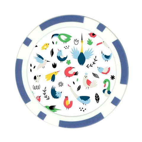 Vector Set Isolates With Cute Birds Scandinavian Style Poker Chip Card Guard from ArtsNow.com Front