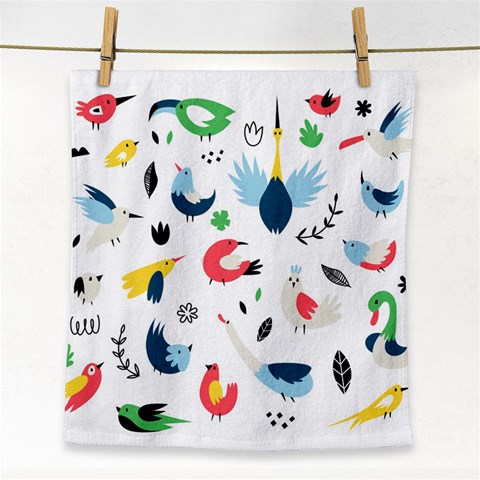 Vector Set Isolates With Cute Birds Scandinavian Style Face Towel from ArtsNow.com Front