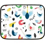 Vector Set Isolates With Cute Birds Scandinavian Style Fleece Blanket (Mini)