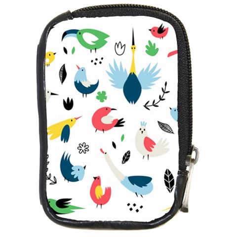 Vector Set Isolates With Cute Birds Scandinavian Style Compact Camera Leather Case from ArtsNow.com Front