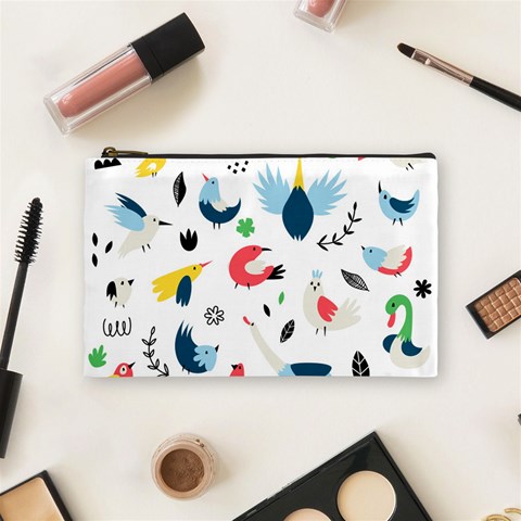 Vector Set Isolates With Cute Birds Scandinavian Style Cosmetic Bag (Medium) from ArtsNow.com Front