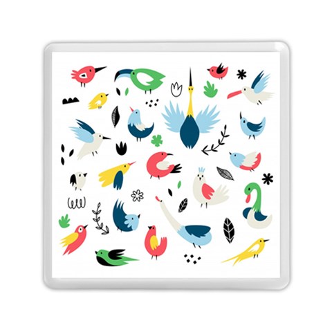 Vector Set Isolates With Cute Birds Scandinavian Style Memory Card Reader (Square) from ArtsNow.com Front