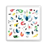 Vector Set Isolates With Cute Birds Scandinavian Style Memory Card Reader (Square)