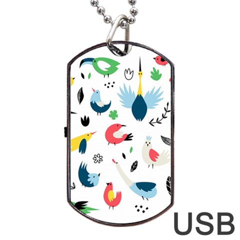 Vector Set Isolates With Cute Birds Scandinavian Style Dog Tag USB Flash (One Side) from ArtsNow.com Front