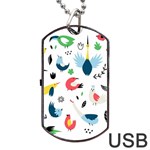 Vector Set Isolates With Cute Birds Scandinavian Style Dog Tag USB Flash (One Side)