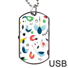 Vector Set Isolates With Cute Birds Scandinavian Style Dog Tag USB Flash (Two Sides) from ArtsNow.com Back