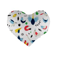 Vector Set Isolates With Cute Birds Scandinavian Style Standard 16  Premium Heart Shape Cushions from ArtsNow.com Front