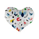 Vector Set Isolates With Cute Birds Scandinavian Style Standard 16  Premium Heart Shape Cushions