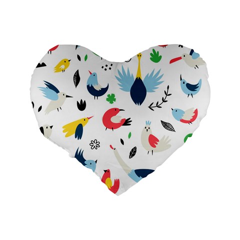 Vector Set Isolates With Cute Birds Scandinavian Style Standard 16  Premium Heart Shape Cushions from ArtsNow.com Back