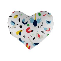 Vector Set Isolates With Cute Birds Scandinavian Style Standard 16  Premium Heart Shape Cushions from ArtsNow.com Back