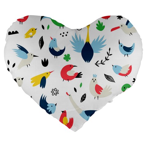 Vector Set Isolates With Cute Birds Scandinavian Style Large 19  Premium Heart Shape Cushions from ArtsNow.com Front